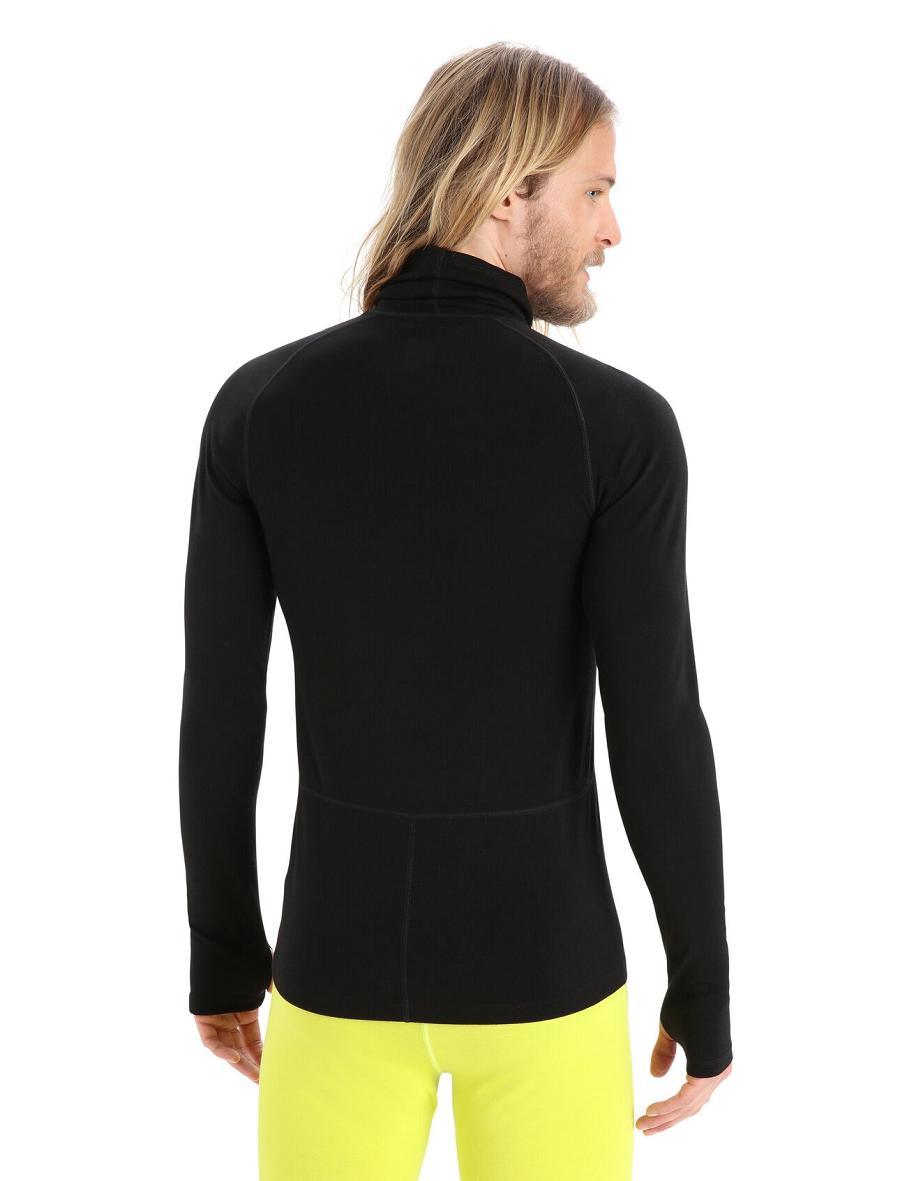 Icebreaker MerinoFine™ Long Sleeve Roll Neck Miesten Base Layers Mustat | FI 1344BEXC